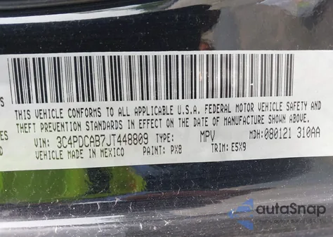 2018 Dodge Journey Se z USA, uszkodzony, nr VIN 3C4PDCAB7JT448809